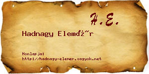Hadnagy Elemér névjegykártya